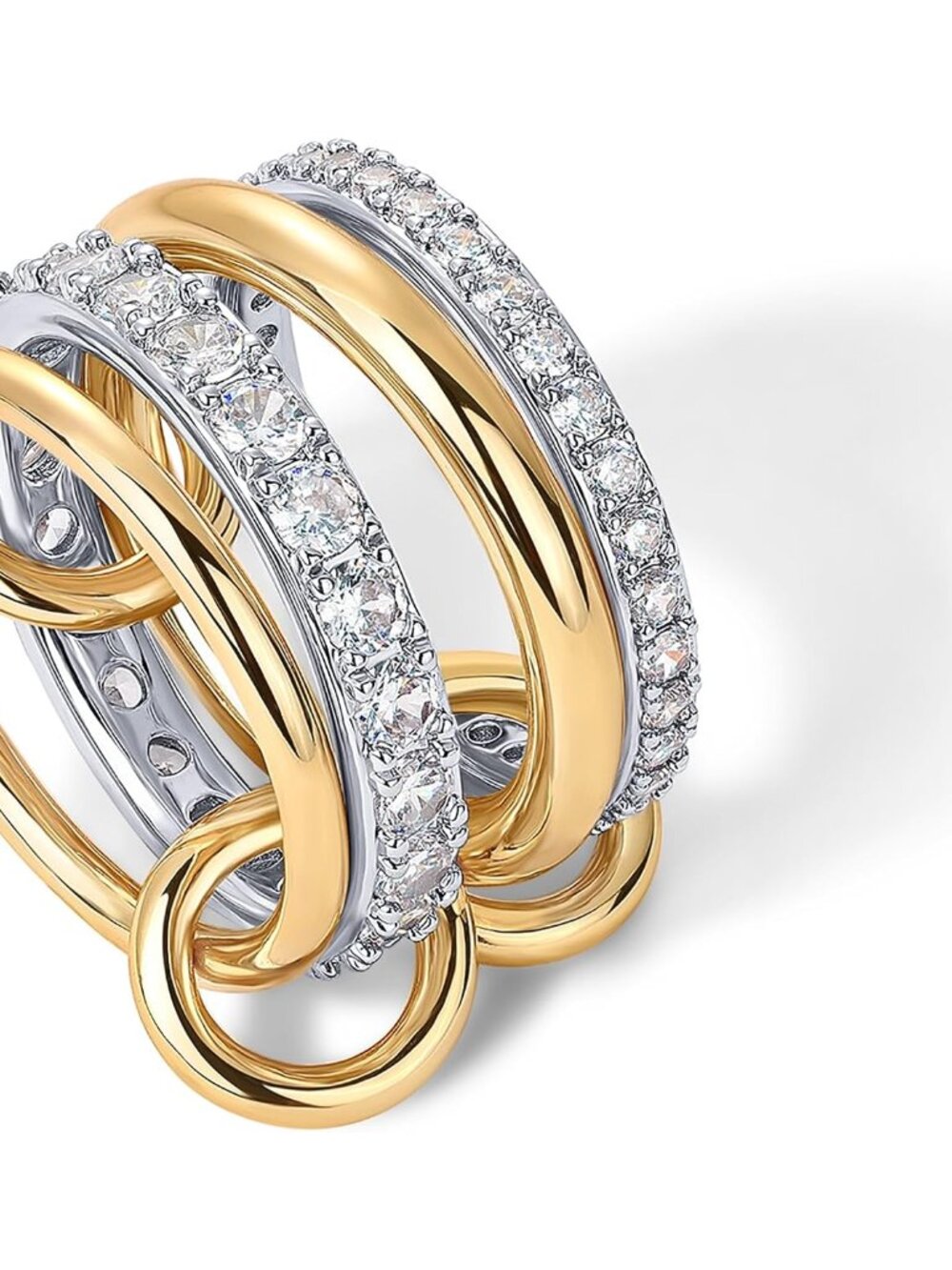 Stackable 14K Gold-Plated Interlocked Rings Set for Women - Picture 3 of 6